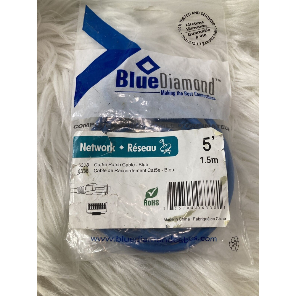 Ethernet Cable 6338 1.5 M Rohs Flat Internet Network Cable - Blue 5ft Cord